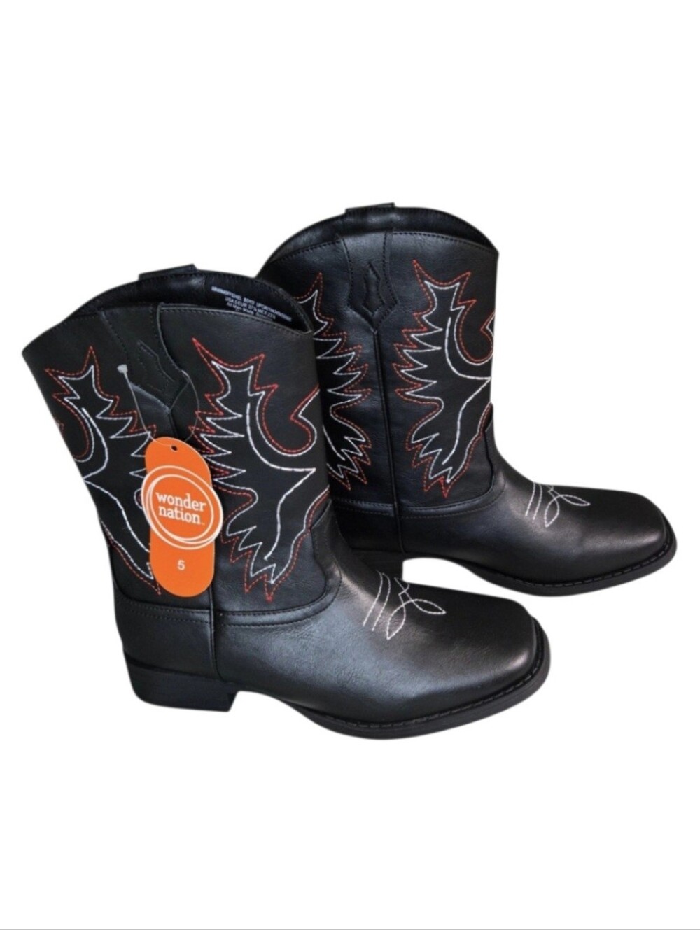 Wonder Nation Faux Leather Western Boots in Black, Size: 5 Boy's  NWT!